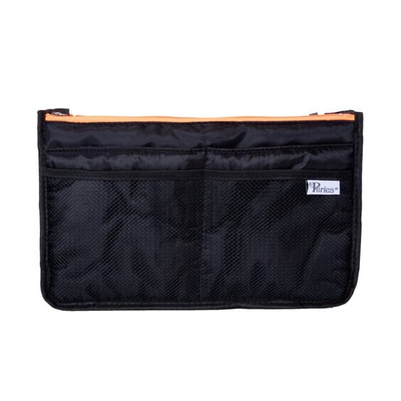 Bag in Bag Black Neon Orange Zipper Grösse M