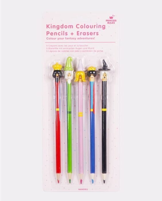 Kingdom Colouring Pencils + Erasers