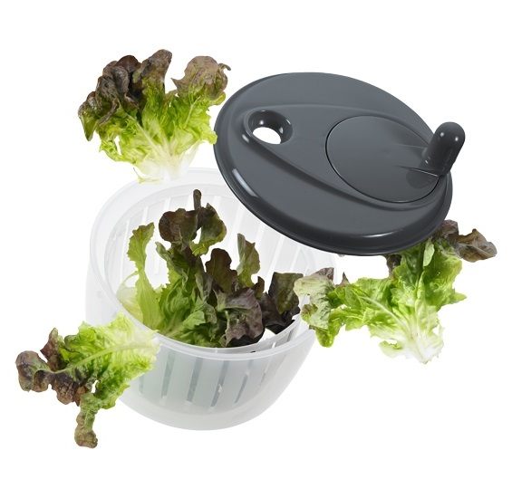 Salad spinner with crank grey
