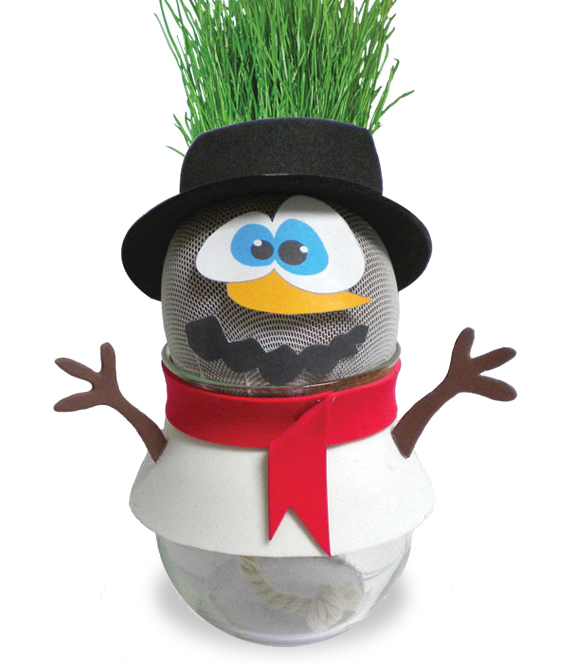 Grass head snowman