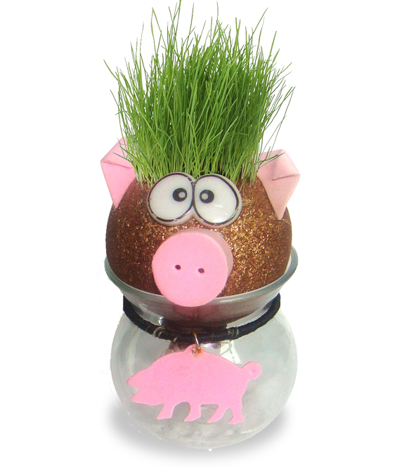Grass head pig