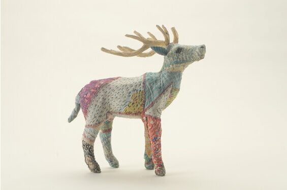 Decorative stag standing, quilt