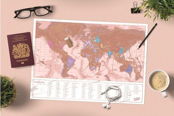 Travel Scratch Map Rose Gold - Reisekarte