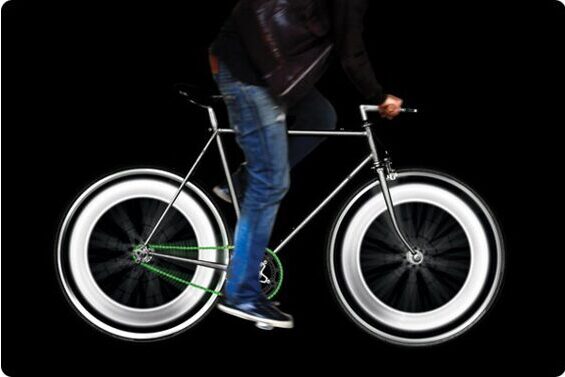 Feux de jante de vélo blanc - Phare de pneu de vélo