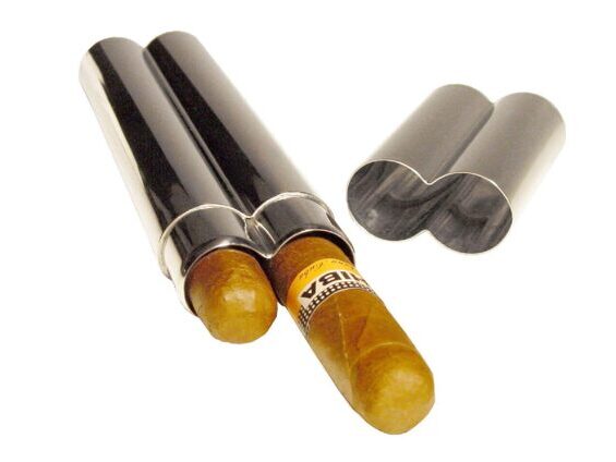 Adorini 2er cigar case steel - high gloss