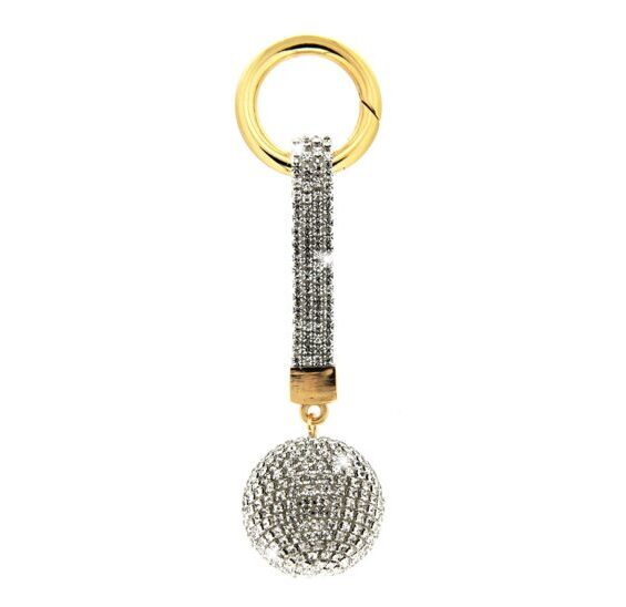 Schlüsselanhänger Ball gold/crystal
