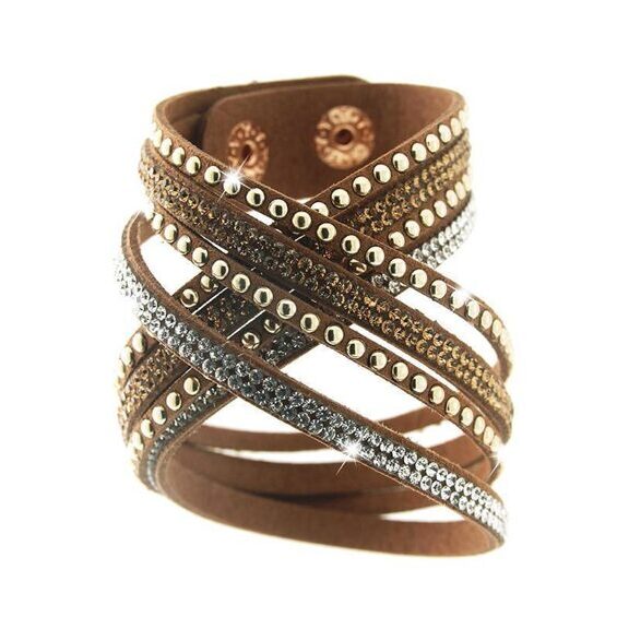 Wrap Bracelet Wanda brown/Crystal/topaz/gold