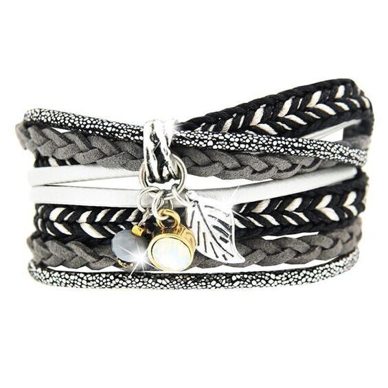 Wrap Bracelet Adeola, silver/black