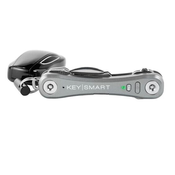 KeySmart Pro - Compact Key Holder with Tile for 14 Keys - Silver