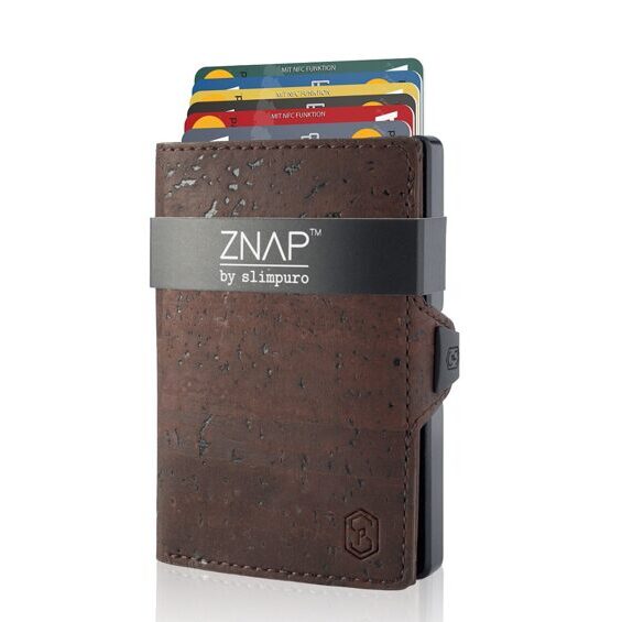 Portefeuille ZNAP liège cuir brun pour 12 cartes