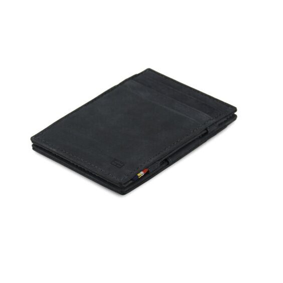 Essenziale - Magic wallet in carbon black vintage leather