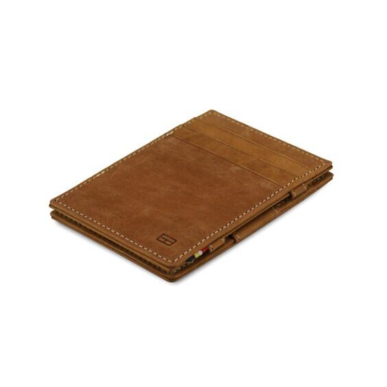 Essenziale - Magic wallet in camel brown vintage leather