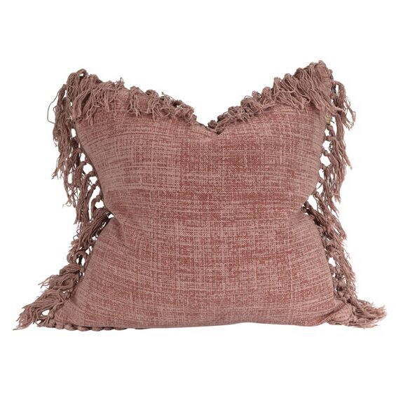 Jute pillow with tassels old pink