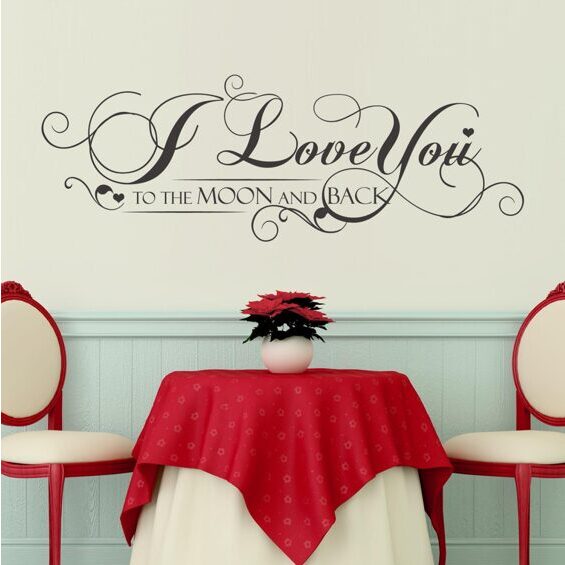 Wall Tattoo I Love You Quote Grey Vine Wall Sticker