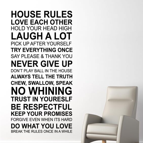 Wall Tattoo House Rules Quote (EN) Wall Sticker