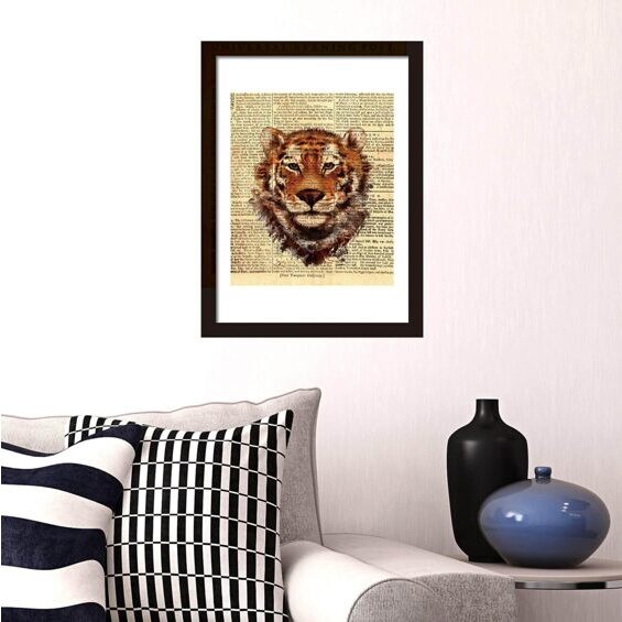 Walplus Wand-Tattoo Tiger Newspaper Animal Poster