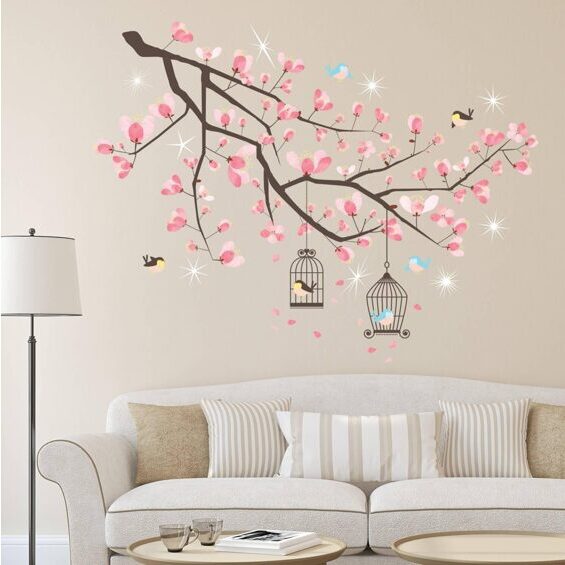 Walplus Wall Tattoo Crystal Cherry Blossom Tree with Swarovski Crystals