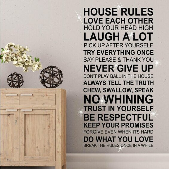Walplus Wall Tattoo Crystal House Rules Quotes with Swarovski Crystals