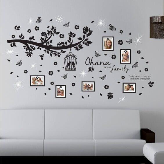 Walplus Wand-Tattoo Crystal Ohana Family Tree Photo Frames mit Swarovski-Kristallen