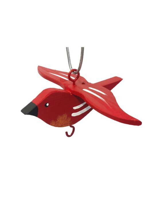 Oiseau à quenelles suspendu petit rouge