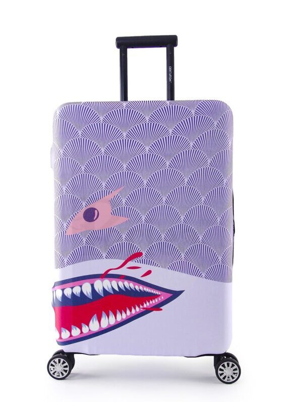 Suitcase cover Purple Shark medium (55-60 cm)