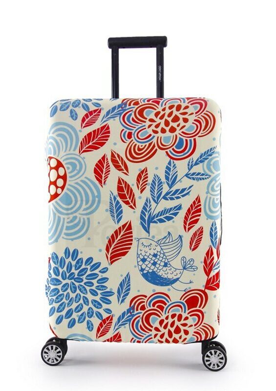 Suitcase cover Red & Blue Leaves Medium (55-60 cm)