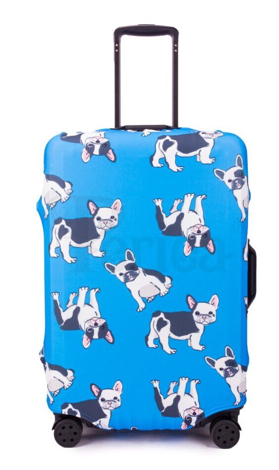 Suitcase cover Blue with Dogs Medium (55-60 cm)