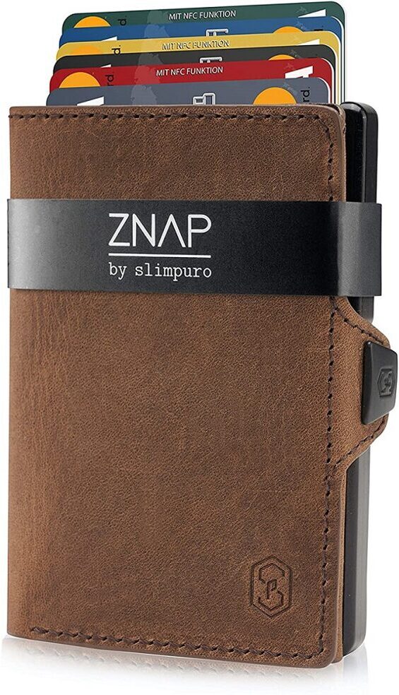 ZNAP Wallet Leather Vintage Brown for 8 cards